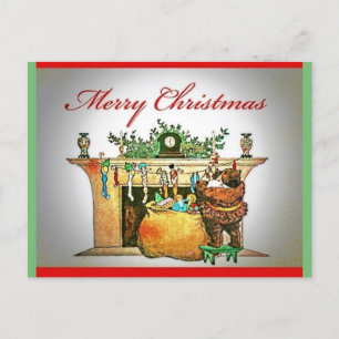 Seltene Weihnachtsverkleidung ganz in Braun Pelz P Postkarte