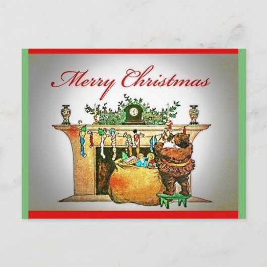 Seltene Weihnachtsverkleidung ganz in Braun Pelz P Postkarte (Vorderseite)