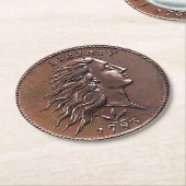 Seltener 1793 US-Penny Runder Pappuntersetzer (Angewinkelt)