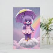 Seltener Bär ~ Lila Briefpapier (Stehend Vorderseite)