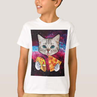 Seltener Blick-Katzen-Pizzataco-T - Shirt