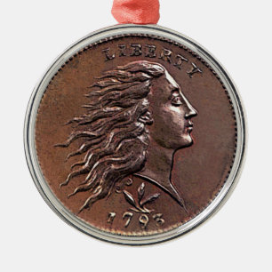 Seltener früher amerikanischer Penny Ornament Aus Metall