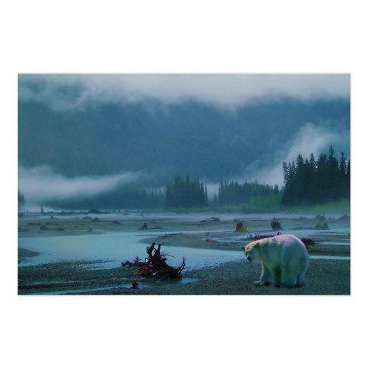 Seltener Kermode Bär (Geistbär) und Misty River Poster (Vorderseite)