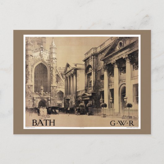 Seltenes Bath Vintage Travel Poster wiederhergeste Postkarte (Vorderseite)