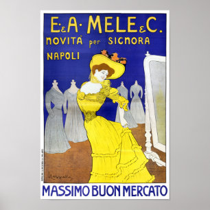 Seltenes E.A. Mele, Neapel, Italien 1902 Vintages Poster