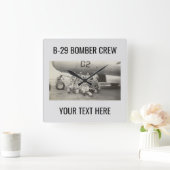 Seltenes Foto Zweite Weltkrieg B-29 Crew Bomber Wa Quadratische Wanduhr (Zuhause)