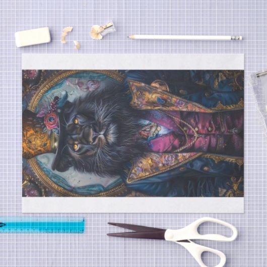 Seltenes Schwarzes Löwe8 Seidenpapier (Handwerk)