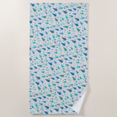 Seltenes Tagesmuster mit blauen Regentropfen Strandtuch (Vorderseite)