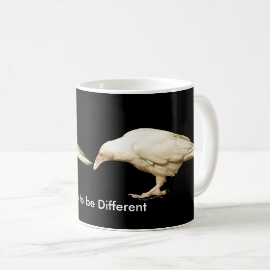 Seltenes Weiß (leuzystisch) Rabe für Vogelliebhabe Kaffeetasse (VorderseiteRechts)