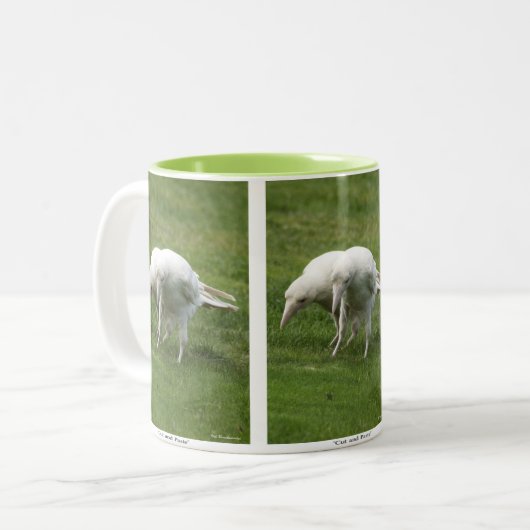 Seltenes White Raven Wildlife Foto Zweifarbige Tasse (Vorderseite Links)