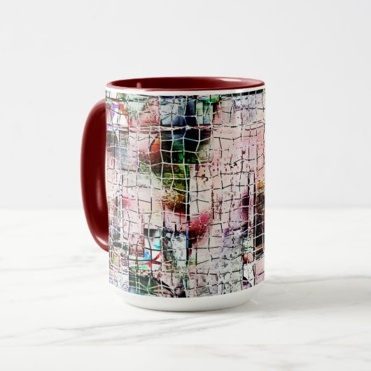 Seltsam gezeichnet unter rustikal gealtertem Jute Tasse (Vorderseite Links)