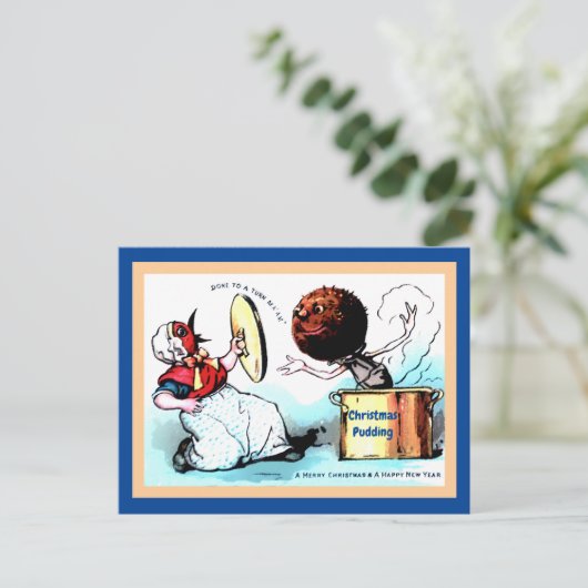 Seltsam, merkwürdig Weihnachts Pudding Bird Person Postkarte (Stehend Vorderseite)