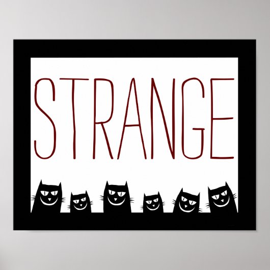 "SELTSAM" Schwarze Katze Abstraktes Poster (Vorne)