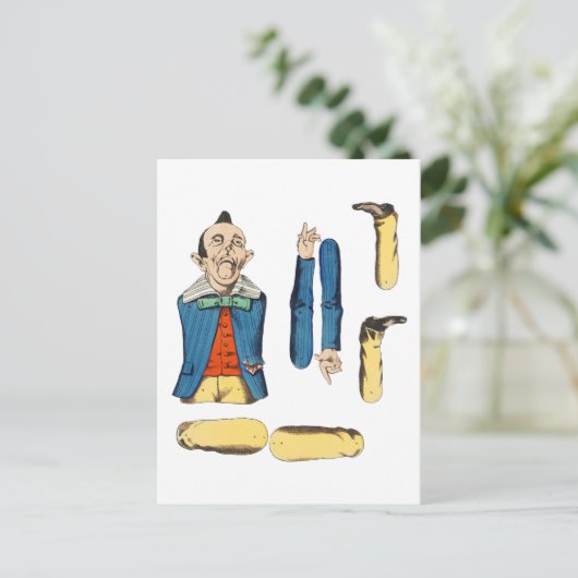 seltsame, alte Knickpapierpuppe ausgeschnitten Postkarte (Stehend Vorderseite)