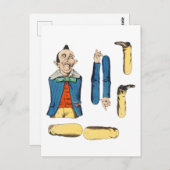 seltsame, alte Knickpapierpuppe ausgeschnitten Postkarte (Vorne/Hinten)