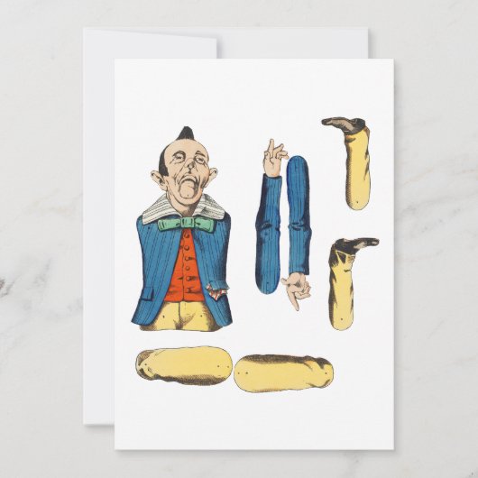 seltsame alte Papierpuppe ausgeschnitten Karte (Vorderseite)