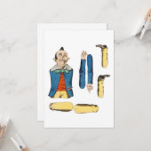 seltsame alte Papierpuppe ausgeschnitten Karte (Vorderseite/Rückseite Beispiel)