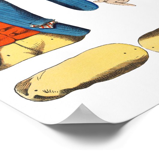 seltsame alte Papierpuppe ausgeschnitten Poster (Ecke)