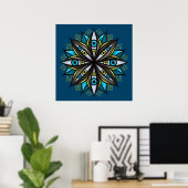Seltsame Augen mit doppelter IrisBlume Mandala Poster (Heimbüro)