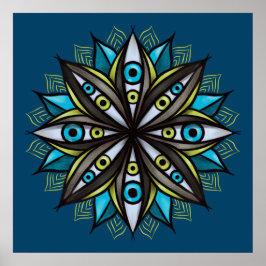 Seltsame Augen mit doppelter IrisBlume Mandala Poster