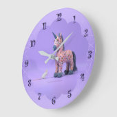 Seltsame Begegnung Maus und Einhorn Große Wanduhr (Winkel)