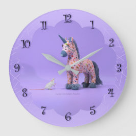 Seltsame Begegnung Maus und Einhorn Große Wanduhr