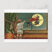 Seltsame Blicke werden zu Halloween, Kind, Katze, Postkarte (Vorderseite)