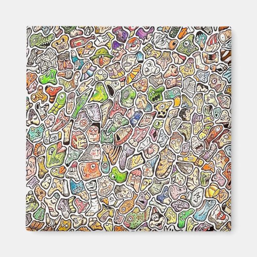 Seltsame Cartoon-Gesichter Buntstift Magnet (Vorne)