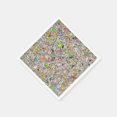 Seltsame Cartoon-Gesichter Buntstift Serviette (Ecke)