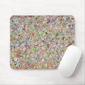 Seltsame Cartoon-Gesichter Farbzeichnung Computer Mousepad (Mit Mouse)
