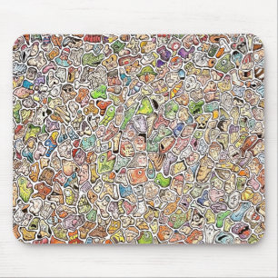 Seltsame Cartoon-Gesichter Farbzeichnung Computer Mousepad