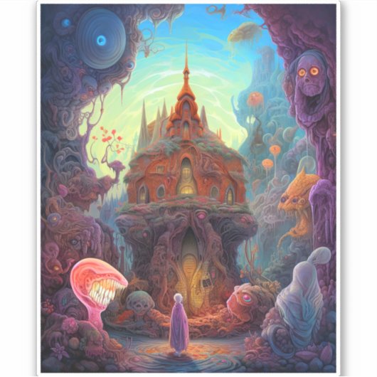 Seltsame Creepy House Surreal Art Aufkleber (Vorderseite)