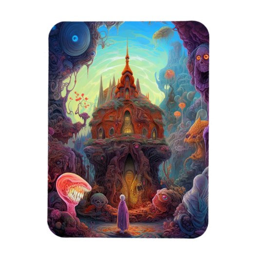 Seltsame Creepy House Surreal Art Magnet (Vertikal)