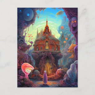 Seltsame Creepy House Surreal Art Postkarte