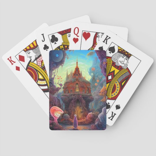 Seltsame Creepy House Surreal Art Spielkarten (Rückseite)