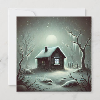 Seltsame Dunkle Haus Snowy Winter Night Card Feiertagskarte