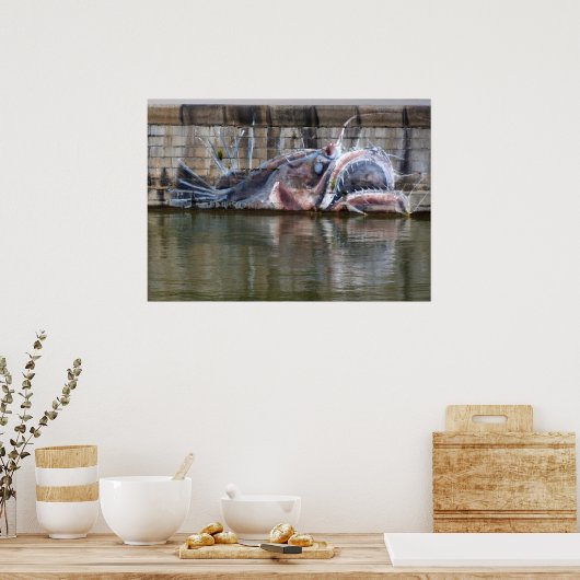 Seltsame Fantasie Anglerfish Graffiti Poster (Küche)