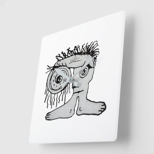 Seltsame Fantasiewesen Zeichnend Quadratische Wanduhr (Winkel)