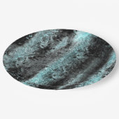 Seltsame faserige Textur in Blau und Schwarz Pappteller (Schrägansicht)