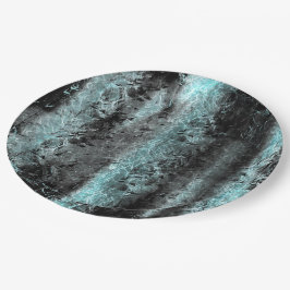 Seltsame faserige Textur in Blau und Schwarz Pappteller