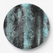 Seltsame faserige Textur in Blau und Schwarz Pappteller (Vorderseite)