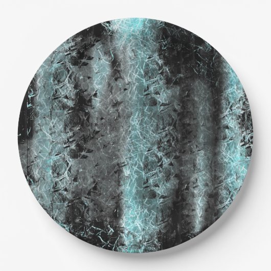 Seltsame faserige Textur in Blau und Schwarz Pappteller (Vorderseite)