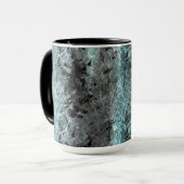 Seltsame faserige Textur in Blau und Schwarz Tasse (Vorderseite Links)