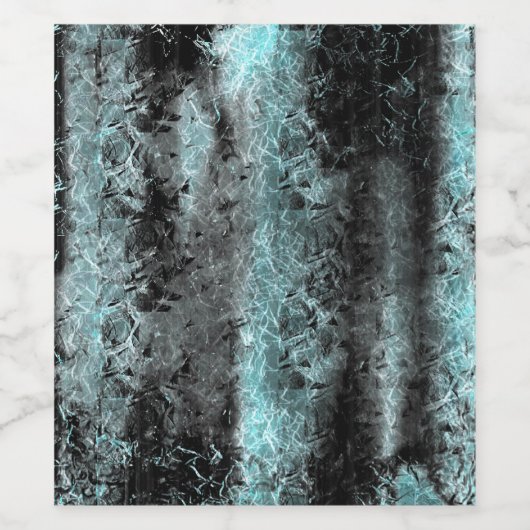 Seltsame faserige Textur in Blau und Schwarz Weinetikett (Einzelnes Label)