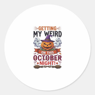Seltsame Halloween-Kürbis-Geister-Hexenhut_1 Runder Aufkleber