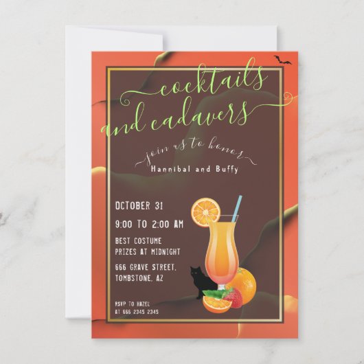 Seltsame Halloween Parody Cocktails und Cadavers Einladung (Vorderseite)
