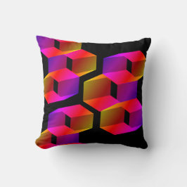 Seltsame Hexagons mit schwarzem Hintergrund Kissen