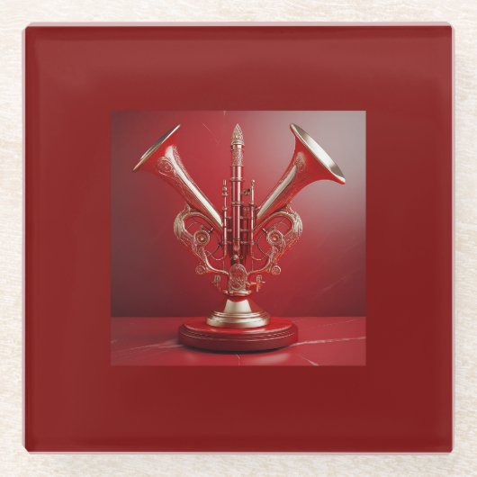 Seltsame Horn Instrument-Ruhigstellung auf dem Soc Glasuntersetzer (Vorderseite)