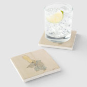 Seltsame japanische Vintage Schwertschrei Yokai Steinuntersetzer (Seitenansicht)