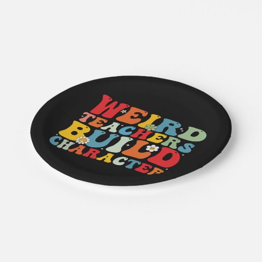 Seltsame Lehrer bauen Charakter Groovy Lehrer Pappteller (Schrägansicht)